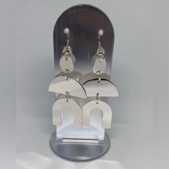 #003 silver color long earrings - Picture 2 of 2